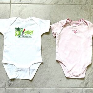 Baby Girl Short Sleeve Bodysuits Onesies Pink White 6M Little Me EXC